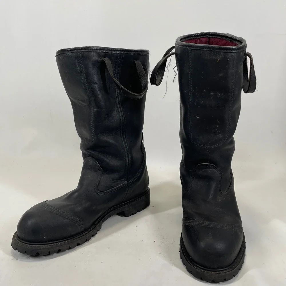 Total Fire Group 6314 Black Leather Firefighter Boots Vibram Crosstech Men 9.5 M